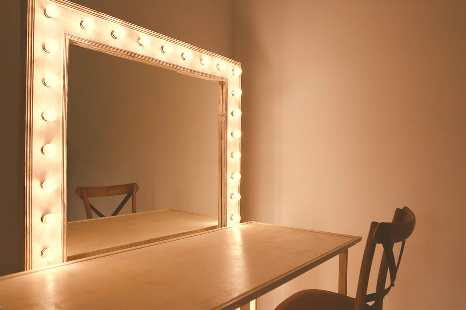 Mirror with Bulbs for Make up in the Make up Room