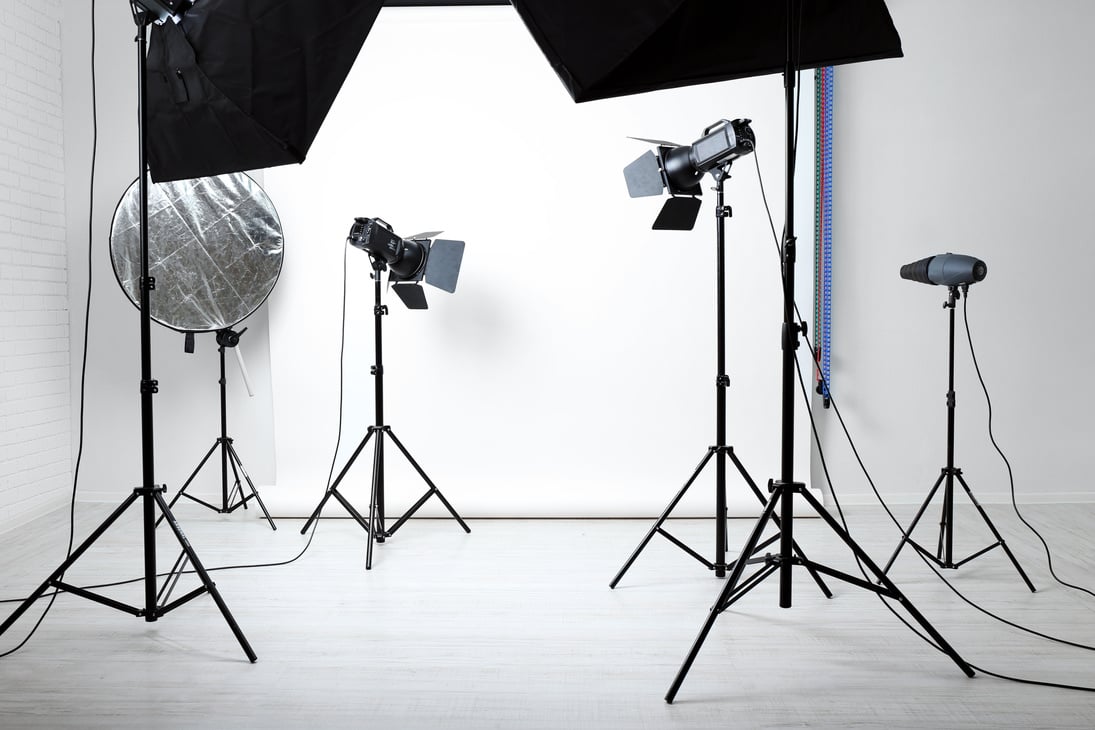 Empty Photo Studio with Lighting Equipment